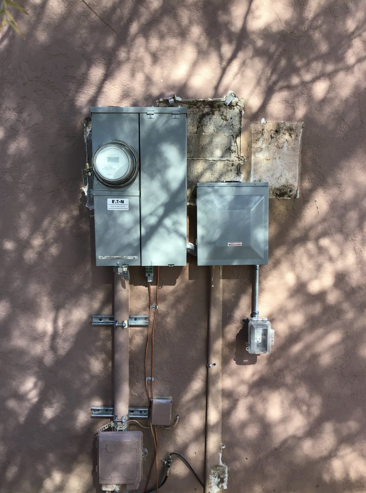 Original weathered residential service equipment before replacement, Tucson, Arizona