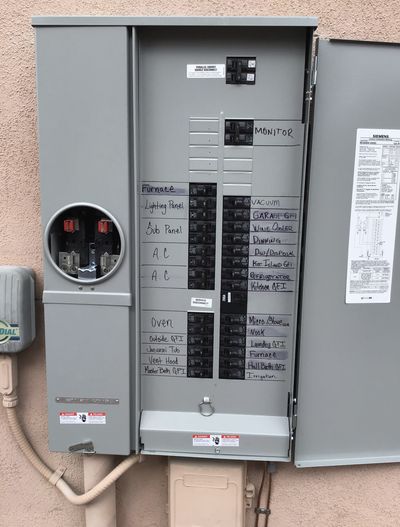 Residential electrical panel or service upgrade completed by Arizona Electrical Solutions in the Tucson area