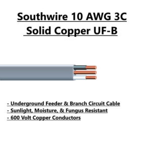 Southwire 10 AWG 3C Solid Copper UF-B