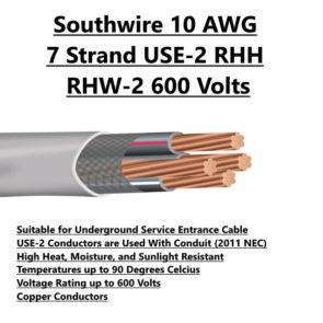 Southwire 10 AWG 7 Strand Copper USE-2 RHH-RHW-2 Electrical Wire For Sale Tucson