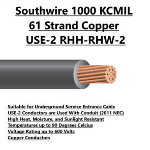 Southwire 1000 KCMIL 61 Strand Copper USE-2 RHH-RHW-2 Electrical Wire For Sale Tucson