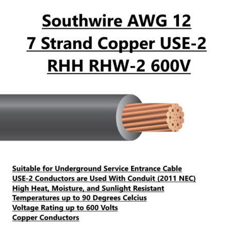 Southwire 12 AWG 7 Strand Copper USE-2 RHH-RHW-2