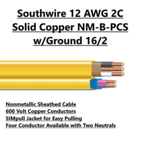 Southwire 12 AWG 2C 7 Solid Copper NM-B-PCS with Ground 16/2