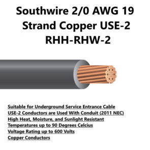 Southwire 2/0 AWG 19 Strand Copper USE-2 RHH-RHW-2