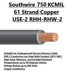 Southwire 750 KCMIL 61 Strand Copper USE-2 RHH-RHW-2 Electrical Wire Tucson