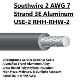 Southwire Aluminum 2 AWG 7 Strand Aluminum RHH-RHW-2 Electrical Wire For Sale Tucson
