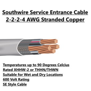 Southwire Service Entrance Cable 2-2-2-4 AWG Stranded Copper